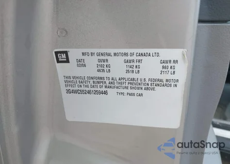 2006 Buick Lacrosse Cx from USA, damaged, VIN 2G4WC552461259446